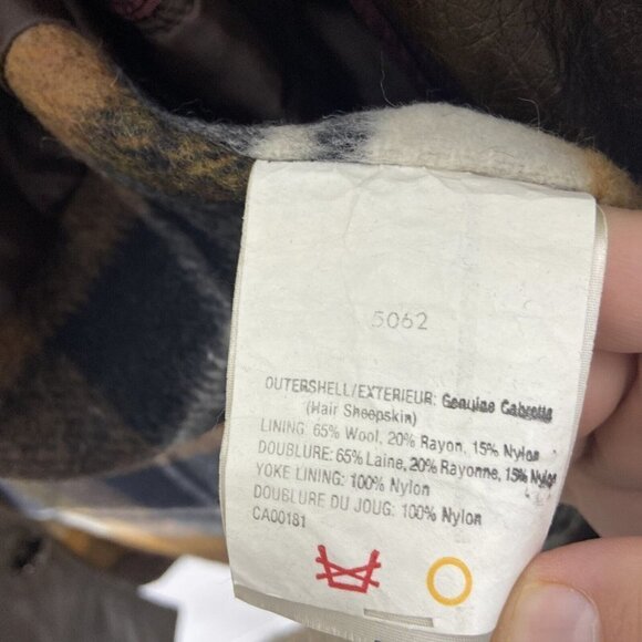 Vintage Rice Sportswear 70s Brown Leather Coat Plaid Lined Hipster Mod Men 44 - Picture 8 of 10